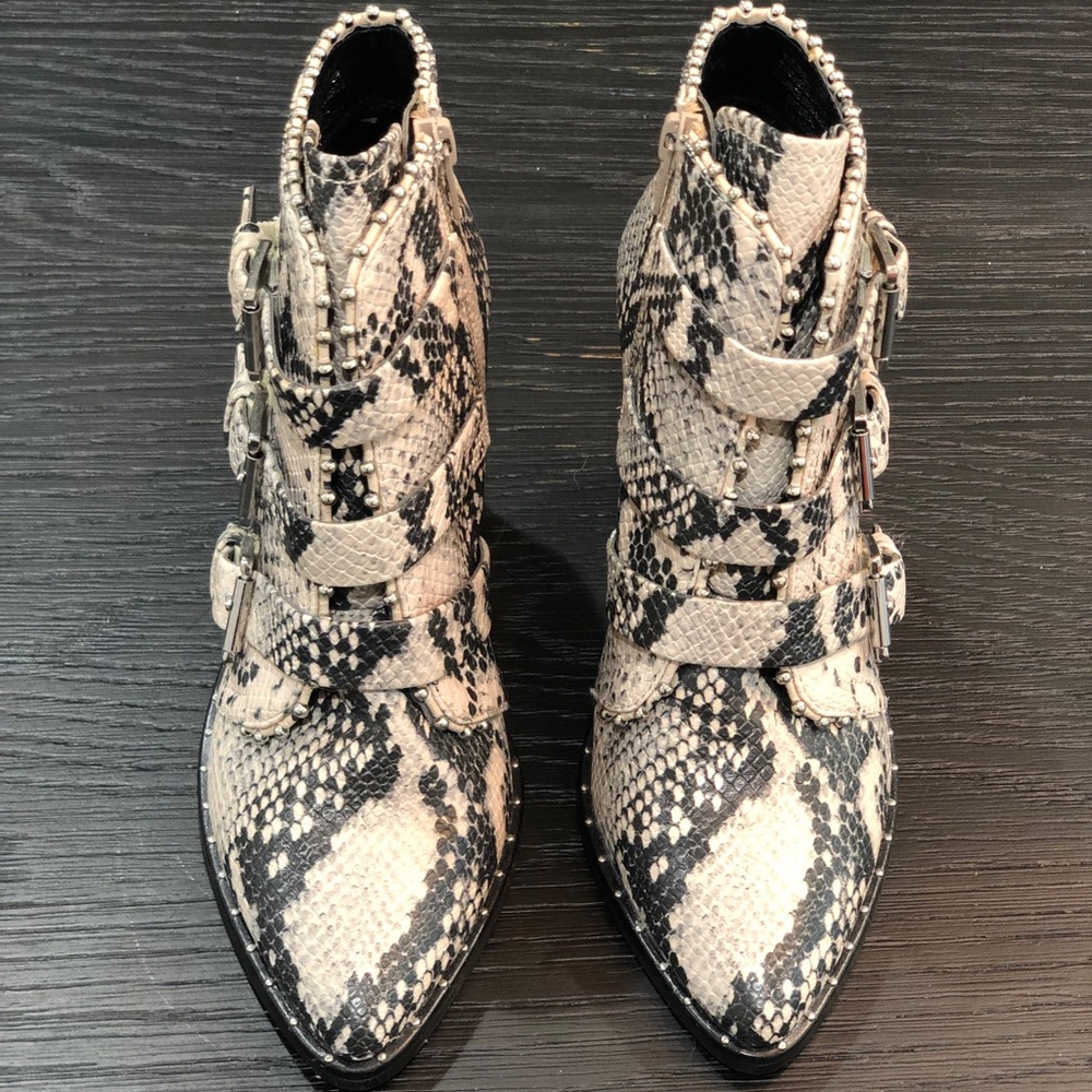 Steve Madden Python Studded Buckles Booties Sz 6 - image 2